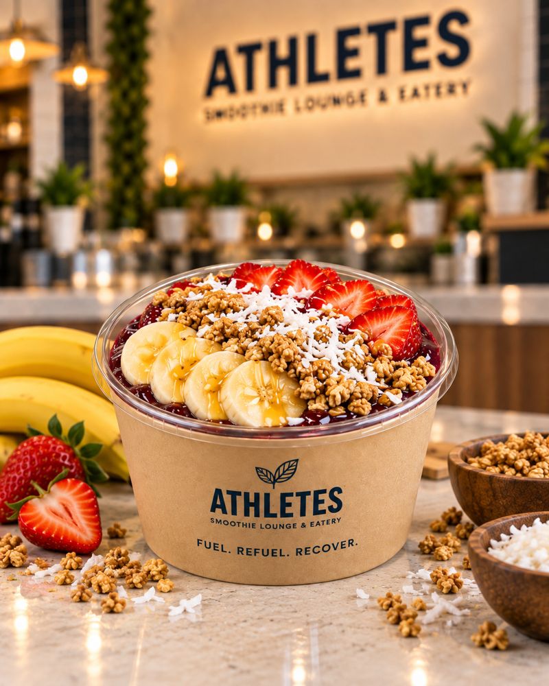 The Starter classic açaí bowl with banana, strawberry, granola, coconut and honey.